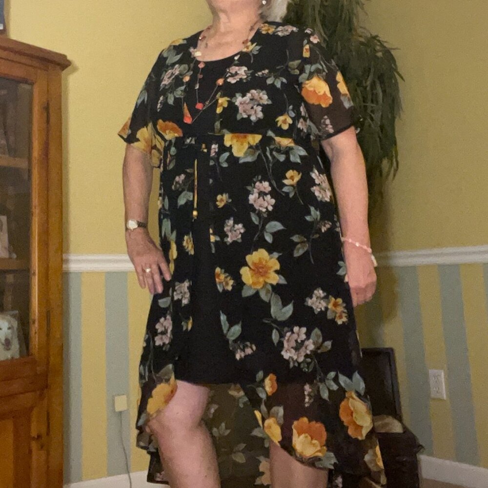 NWT Liberty Love 2-Piece Black Dress & Floral Kimono Coverup Size XL - Picture 4 of 17